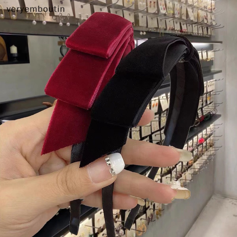 Băng Đô Cài Tóc Bằng Vải Nhung Màu Trơn Đính Nơ Thời Trang Đơn Giản Cổ Điển Dành Cho Bạn Nữ