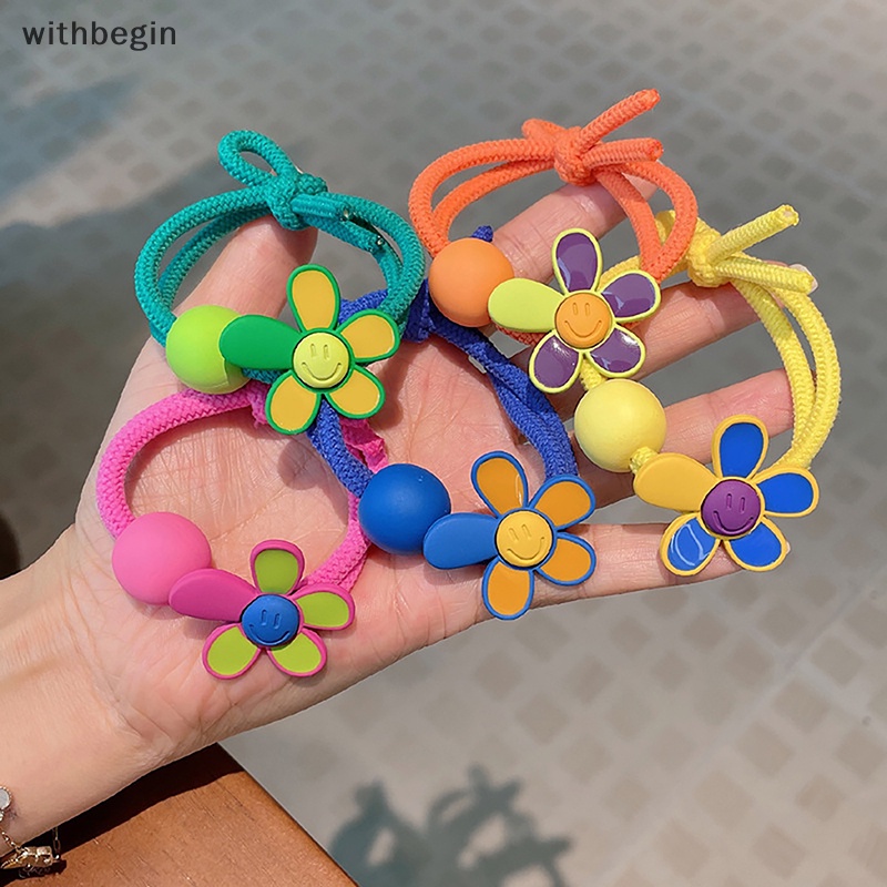Dây Cột Tóc Co Giãn Hình Hoa Hướng Dương Nhiều Màu Sắc Thời Trang Cho Bé Gái