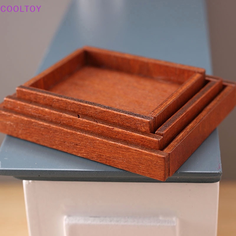 Set 3 Khay Gỗ Đựng Đồ Trang Trí Nhà Búp Bê Tỉ Lệ 1: 12