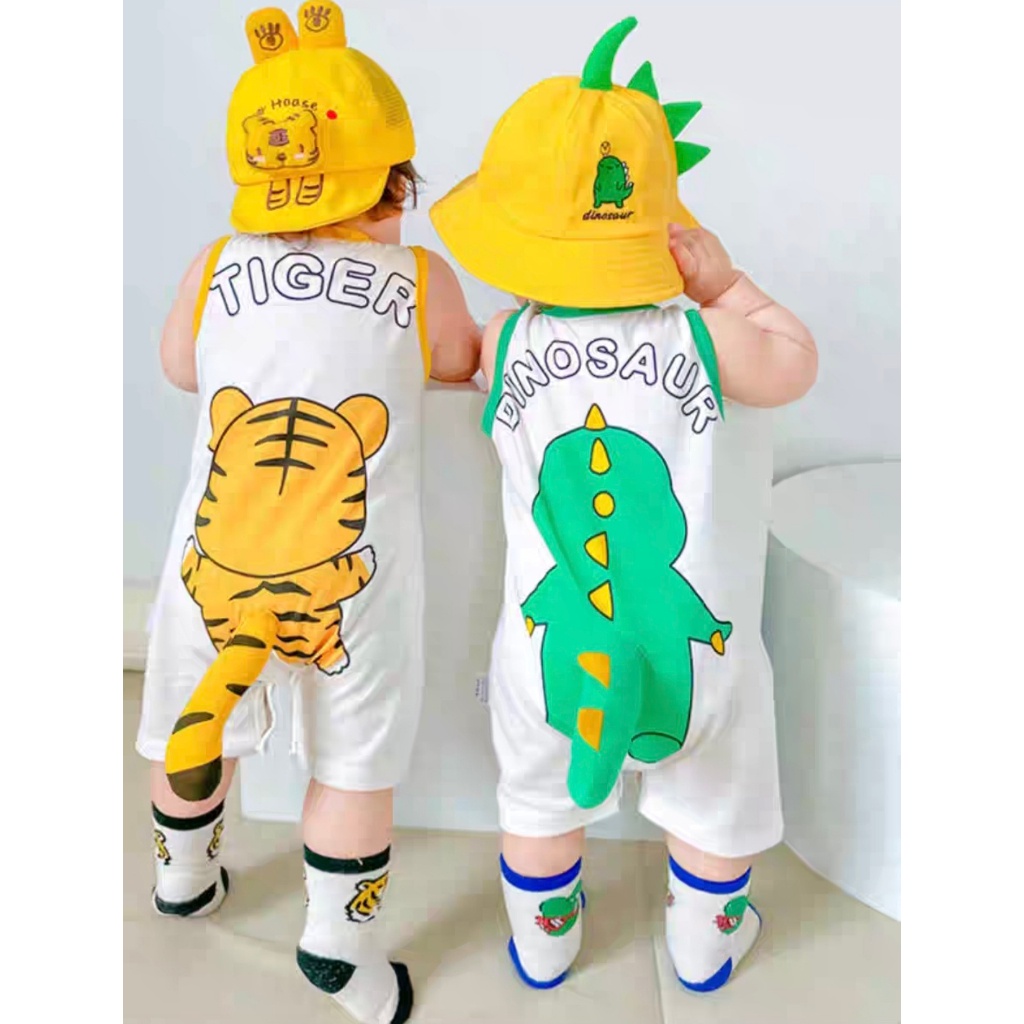 Bodysuit cho bé DAKIMI Sát Nách Hình Thú, Body đùi Bé trai bé gái Chất Thun Lạnh thoáng mát, Áo liền quần cho bé 0-12M
