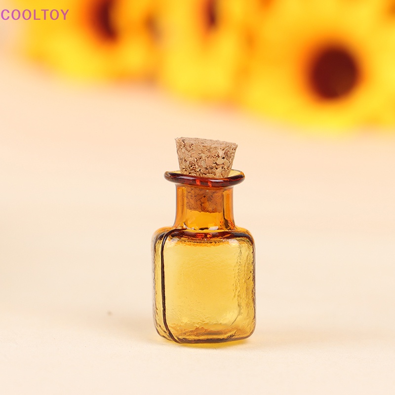 Set 2 Lọ Thủy Tinh Mini Có Nút Bần Màu Sắc Trang Trí Nhà Búp Bê 1: 12