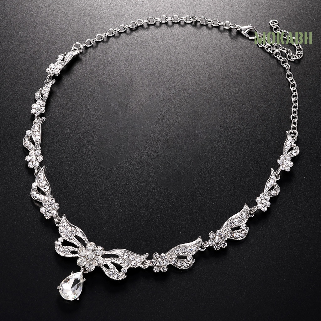 1 Bộ Vòng cổ + Bông Tai Đính Kim Cương Giả Tùy Chỉnh Trọng Lượng Nhẹ Cho Cô Dâu