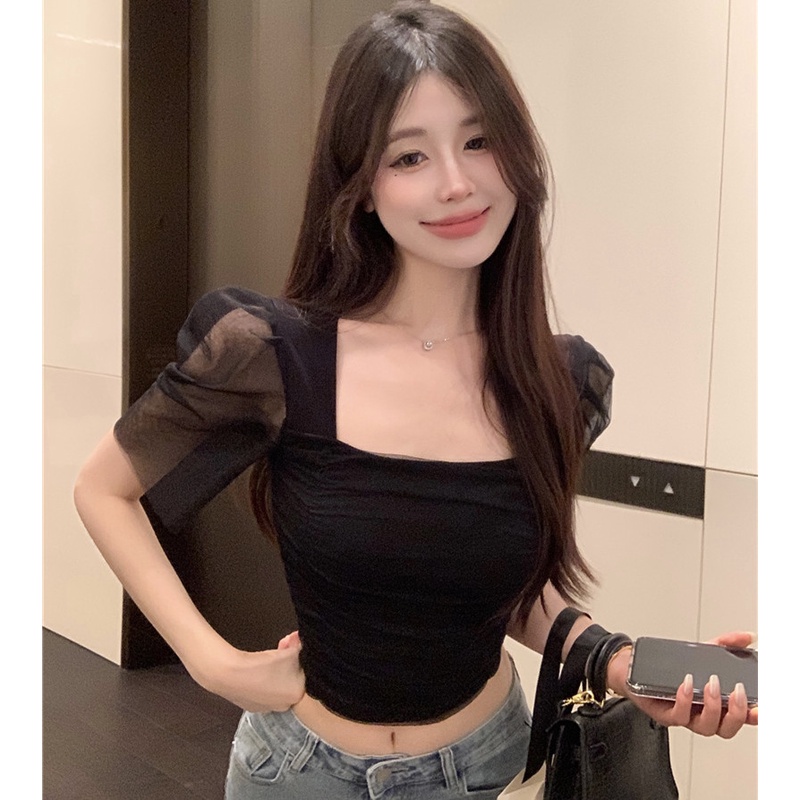 Áo Thun Dáng Ngắn Thời Trang Mùa Hè Dễ Phối Đồ Cho Nữ