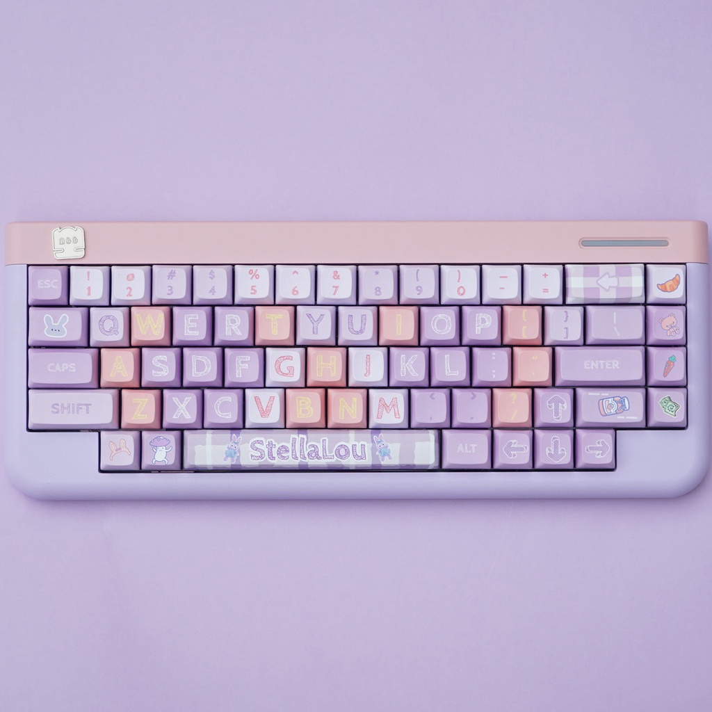 Bộ Nắp Phím Pbt Chủ Đề Ngôi Sao Tím Hồng Dễ Thương Cho Bàn Phím Cơ .Rk61 / 98 / 100 / 987