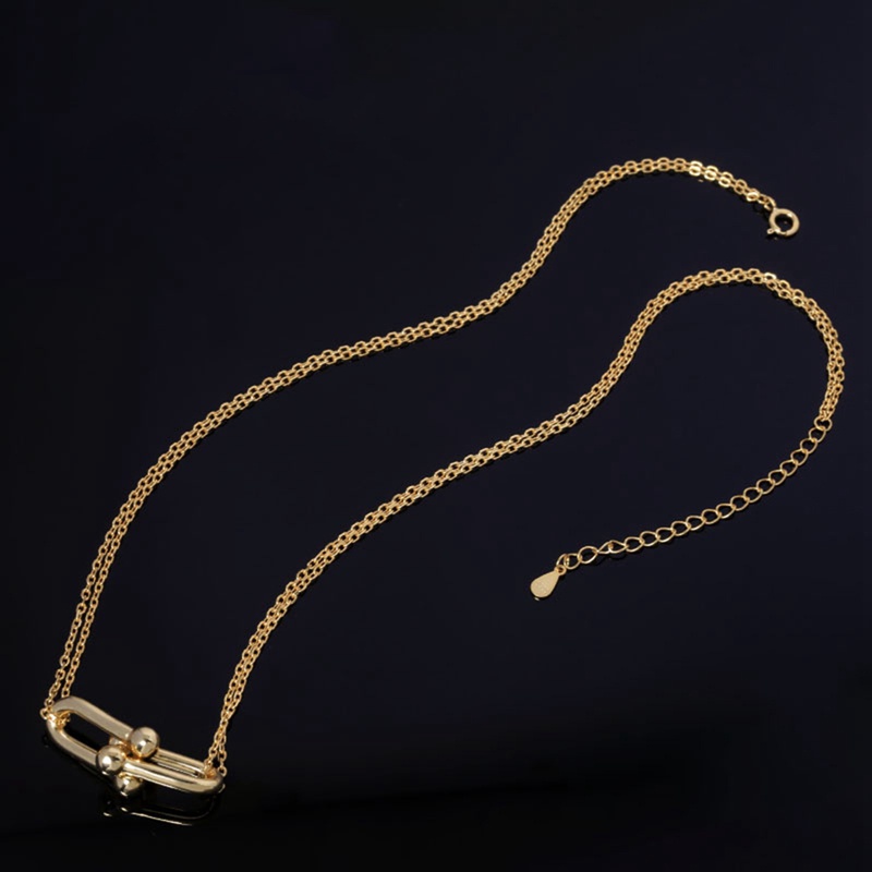 Ygt Vòng cổ Thép Không Gỉ Mạ Vàng Mặt Hình Chữ U Phong Cách Hàn Quốc Thời Trang