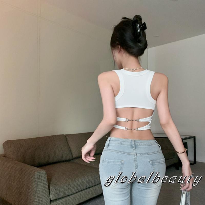 Áo Tank Top Cổ Tròn Không Tay Thiết Kế Mỏng Có Miếng Lót Ngực Cao Cấp Thời Trang Mùa Hè Dành Cho Nữ