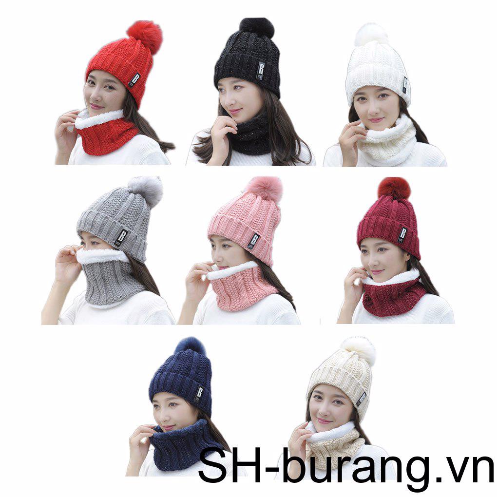 Mũ beanie Dệt Kim Đính Quả Bông Tròn Dày Dặn Giữ Ấm Mùa Đông Cho Nam Nữ
