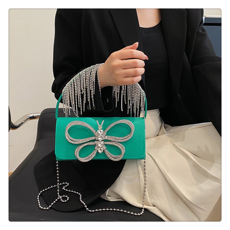 Túi Đeo Vai / Kẹp Nách Dáng Vuông Nhỏ Đính Nơ Phối Tua Rua Lấp Lánh Phong Cách Mới Thời Trang Mùa Hè 2023