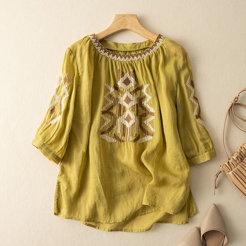 Áo Sơ Mi Cotton Lanh Dáng Rộng Thời Trang Mùa Hè Phong Cách Hàn Quốc Dành Cho Nữ