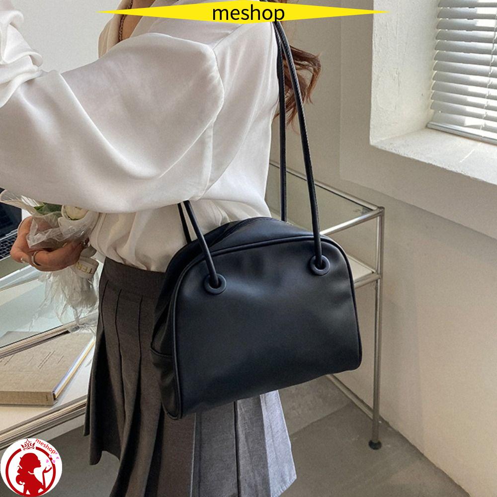 Túi Đeo Chéo Da PU Màu Trơn Có Khóa Kéo Thời Trang Cho Nữ