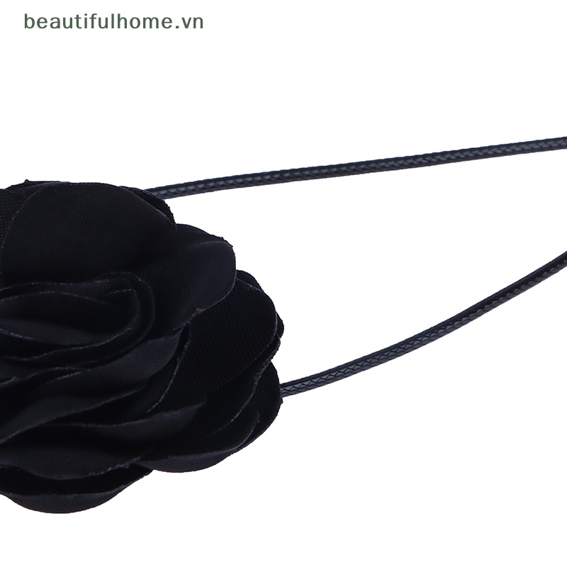 [beautifulhome] Vòng Cổ Choker Dây Dài Bằng Vải Hoa Lớn Màu Trắng Và Đen Lãng Mạn Phụ Kiện Trang Sức Trên Cổ [beauty]