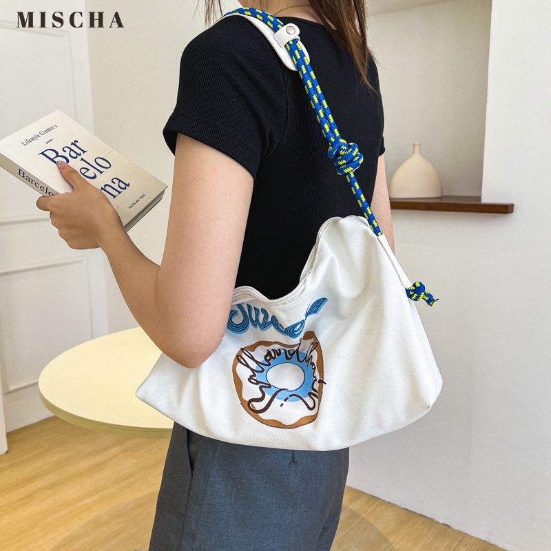 Túi Tote Vải canvas Cỡ Lớn Thêu Họa Tiết Dễ Phối Đồ Thời Trang Cho Nữ