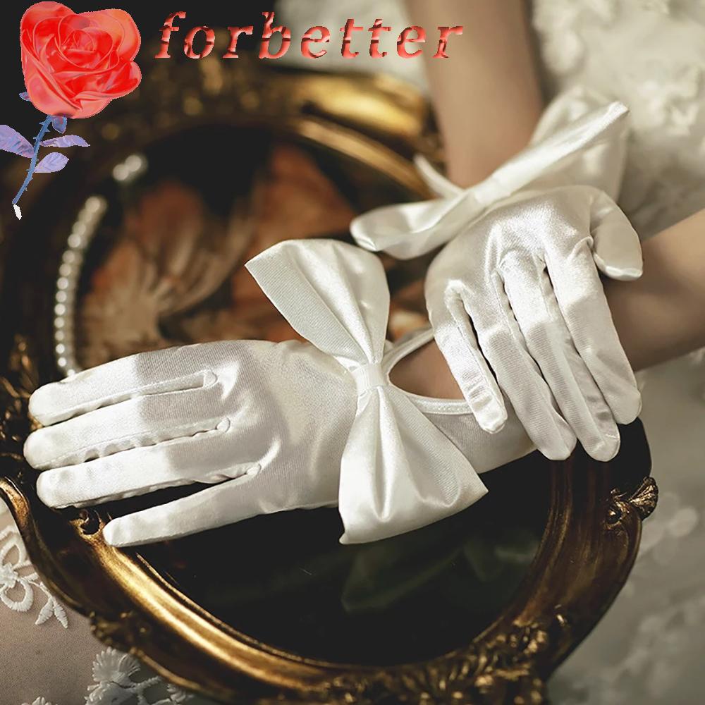 Găng Tay Hở Ngón Lvory Đính Nơ Phong Cách Retro Dành Cho Cô Dâu