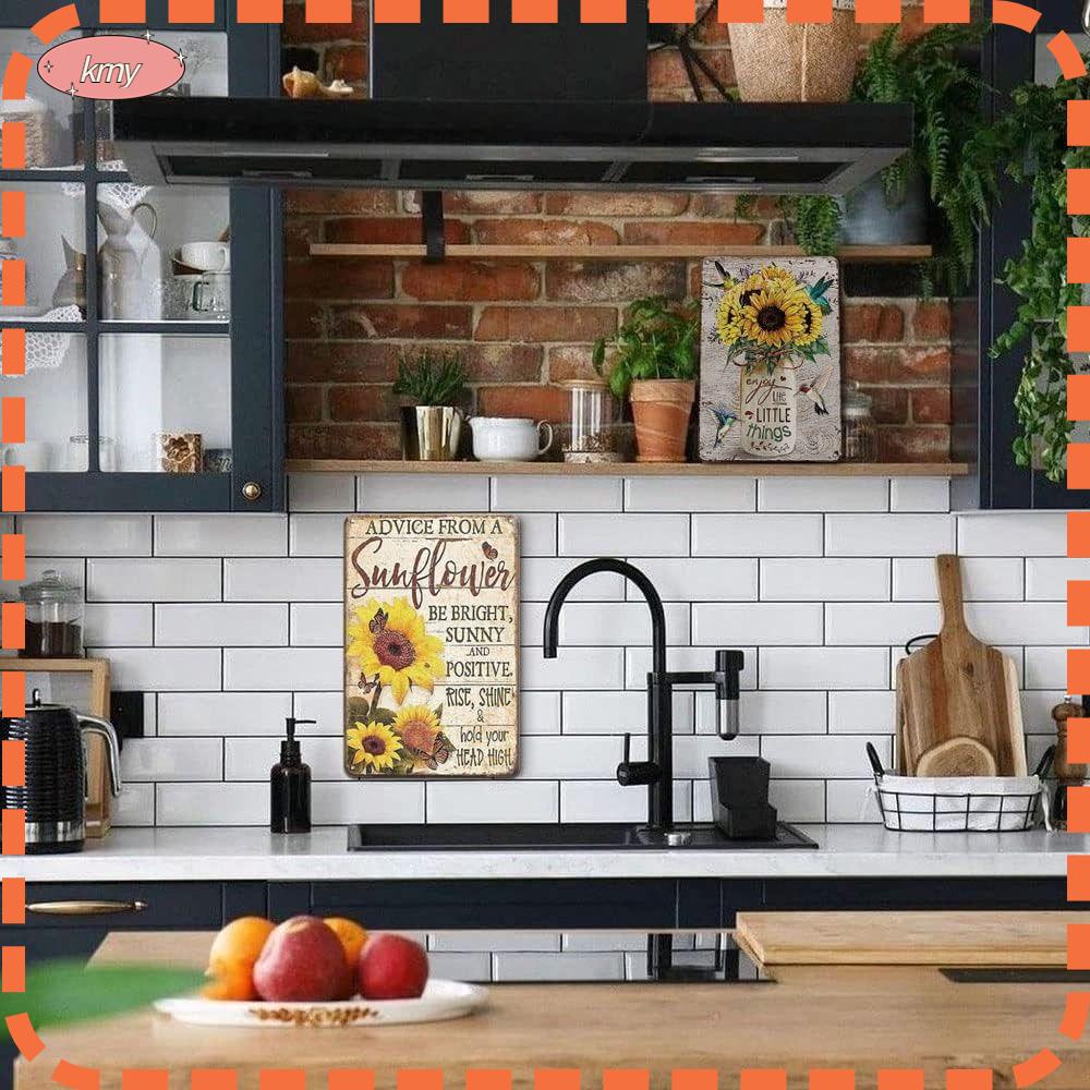 Biển Hiệu Treo Tường Bằng Kim Loại Hình Hoa Hướng Dương Vui Nhộn Trang Trí Nhà Bếp / Văn Phòng