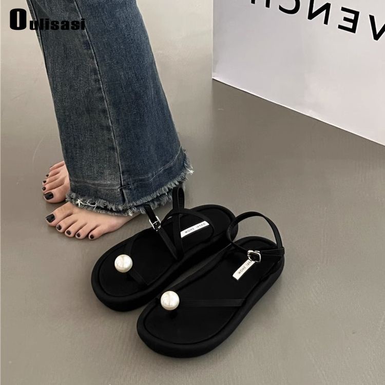 Giày Sandal Đế Phẳng Dày Dặn Thoải Mái Phong Cách Hàn Quốc Mới Cho Nữ