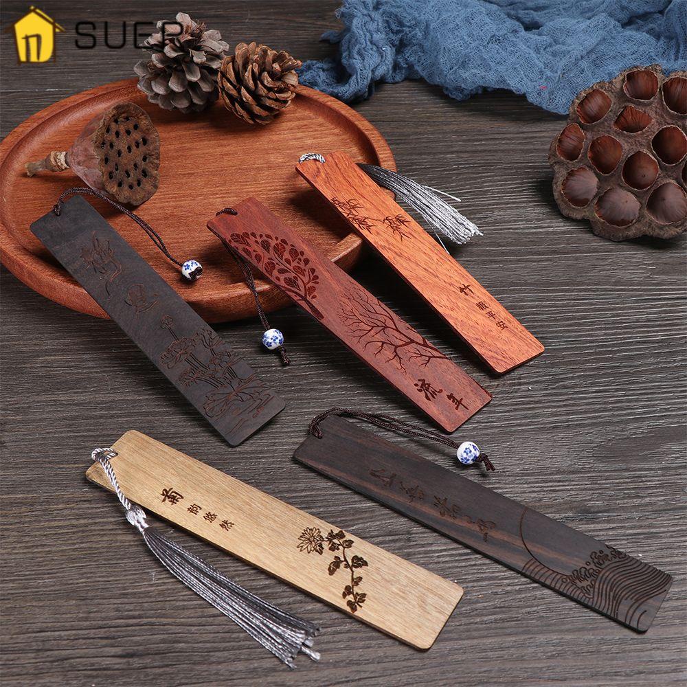 Thẻ Đánh Dấu Trang Sách Bằng Gỗ Trơn Kiểu Trung Hoa