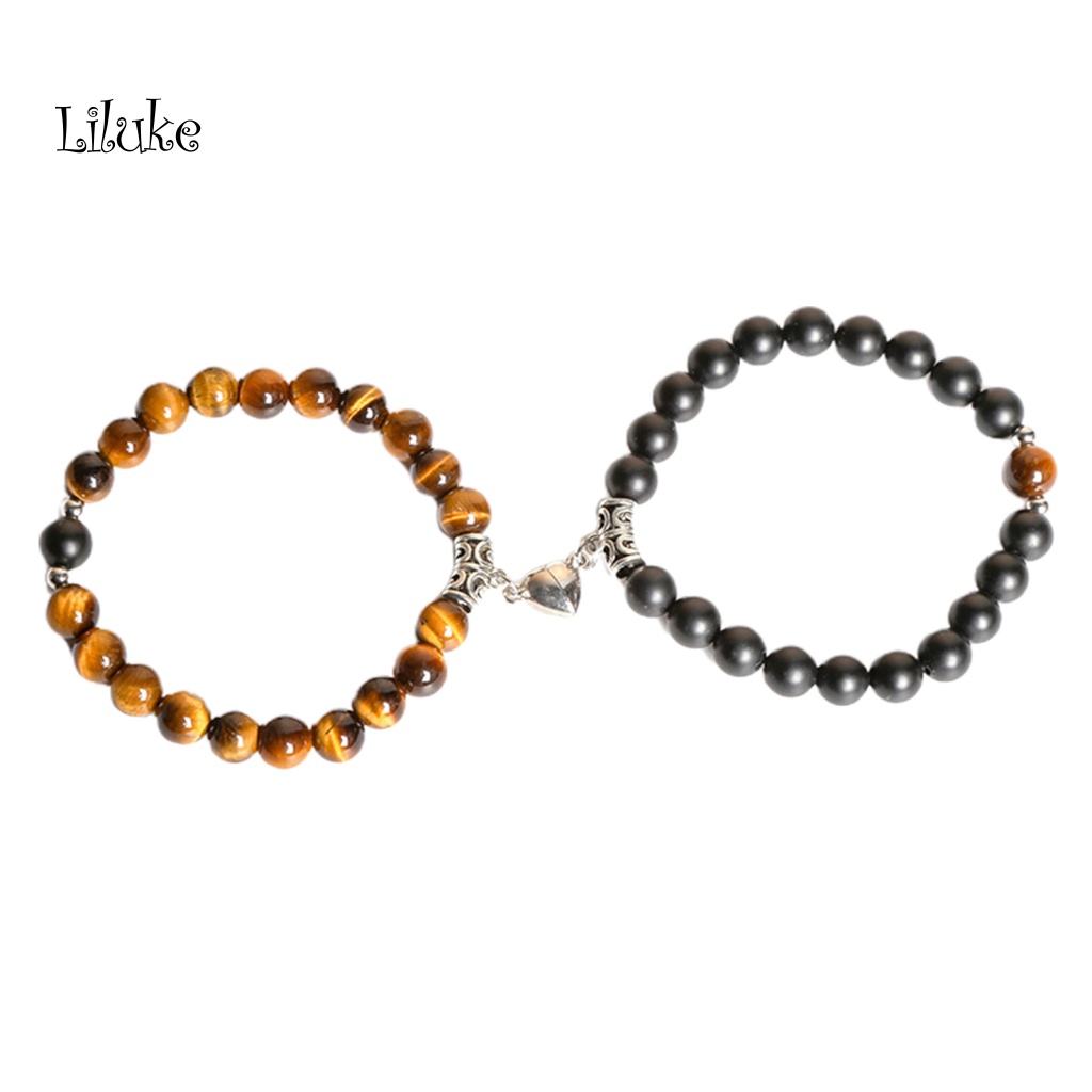 Set 2 Vòng Tay Chuỗi Hạt Đá Mắt Hổ Thời Trang Cho Cặp Đôi