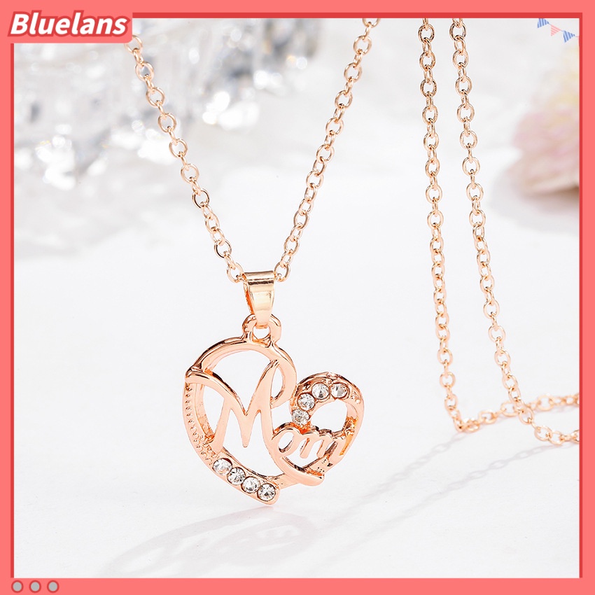 Vòng cổ Mặt Trái Tim Đính Đá Kim Cương Hình Chữ mom