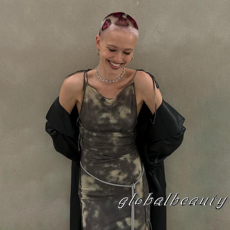 Đầm Dài Không Tay Màu Nhuộm Họa Tiết Thời Trang Mùa Hè Cho Nữ