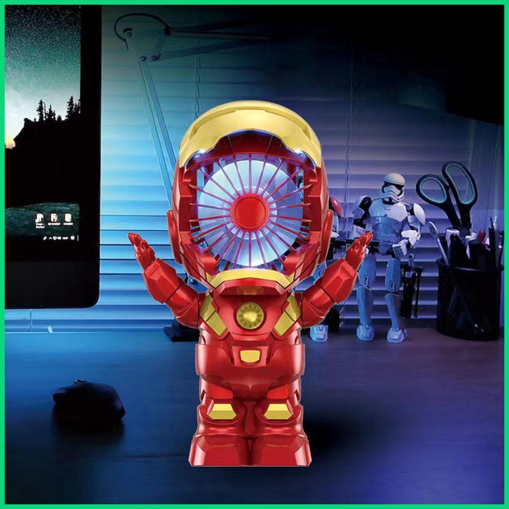 Quạt mini sạc usb Cầm Tay Hình Người Sắt Hoạt Hình 3D Dễ Thương