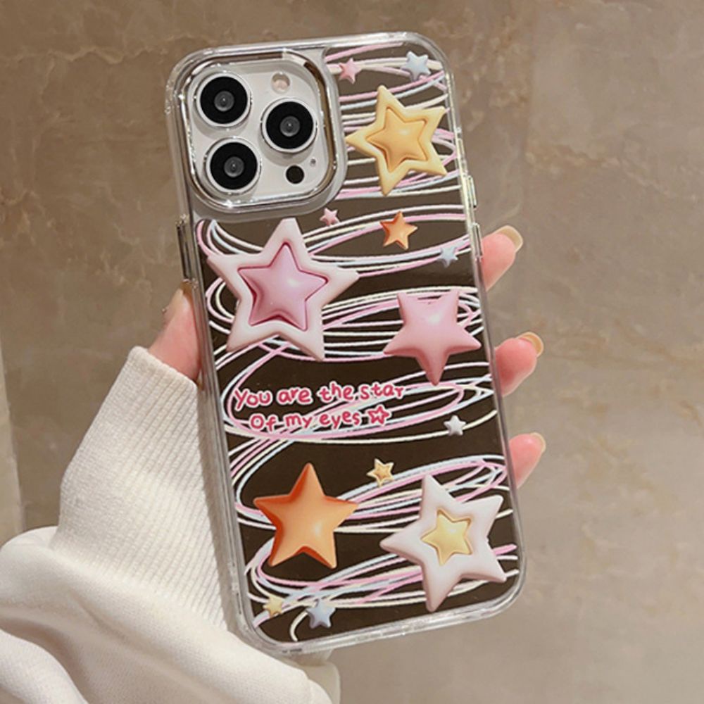Ốp Điện Thoại TPU Mềm Chống Sốc Tráng Gương Hình Ngôi Sao 3D Màu Kẹo Cho IPhone 11 12 13 14 Pro Max