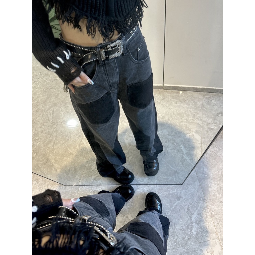 Quần Jean Ống Rộng Dáng Suông Phong Cách Đường Phố Mỹ Thời Trang Mùa Hè Cho Nữ