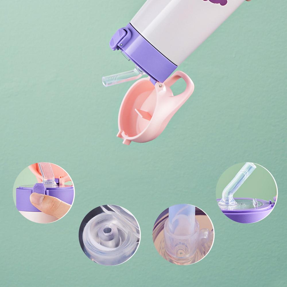 Bình Nước Giữ Nhiệt Kèm Ống Hút Họa Tiết Hoạt Hình Xinh Xắn Dành Cho Bé