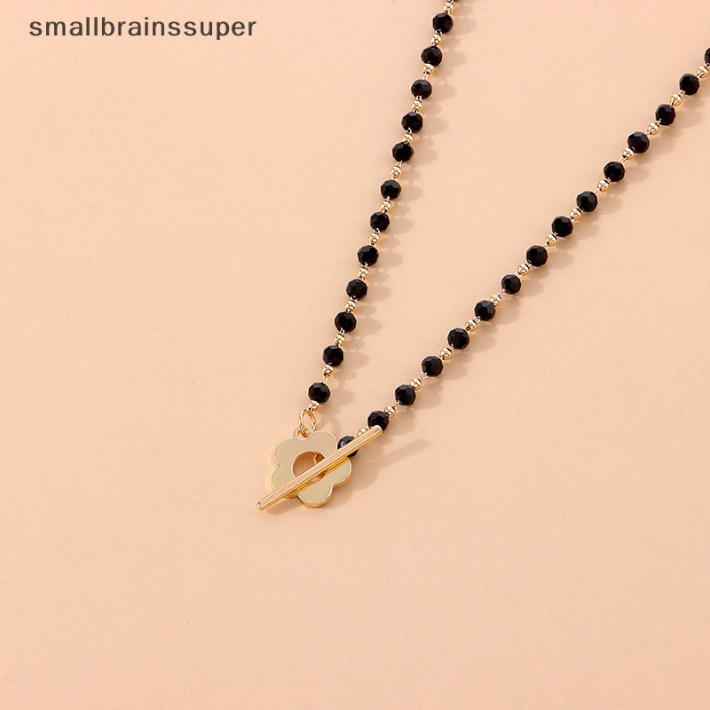 Vòng cổ Chuỗi Hạt Đen Mặt Hoa Phong Cách Hàn Quốc Thanh Lịch Cho Nữ SBS