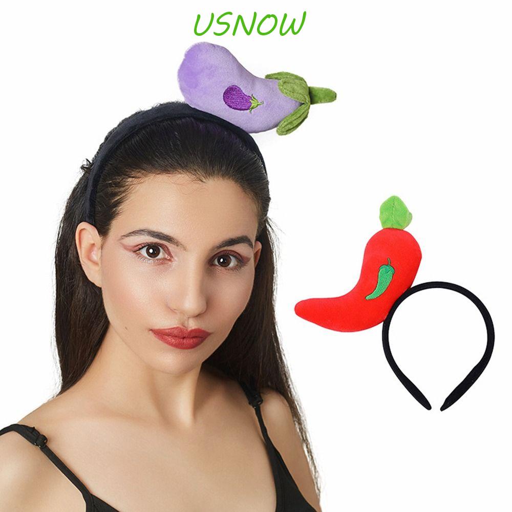 USNOW Băng Đô Cài Tóc Hình Rau Củ Quả Cà Rốt / Bí Ngô Nhồi Bông Dễ Thương Vui Nhộn Cho Nữ