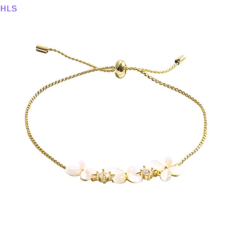 Vòng Đeo Tay Hình Hoa Màu Vàng Đính Đá Opal Điều Chỉnh Được Kích Thước Dành Cho Bạn Nữ