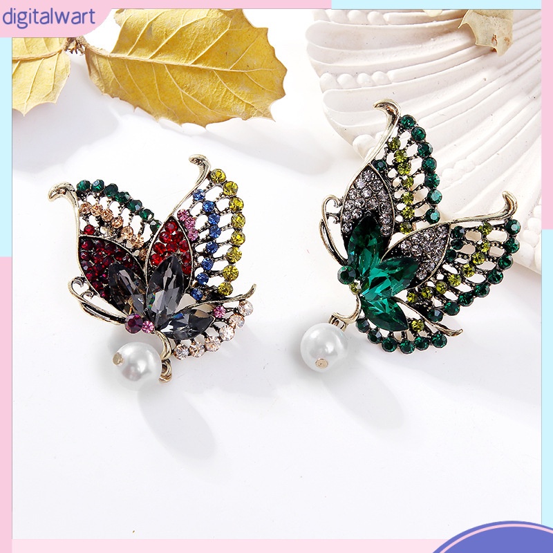 Ghim Cài Áo Kim Loại Hình Bướm Đính Ngọc Trai Nhân Tạo Thời Trang