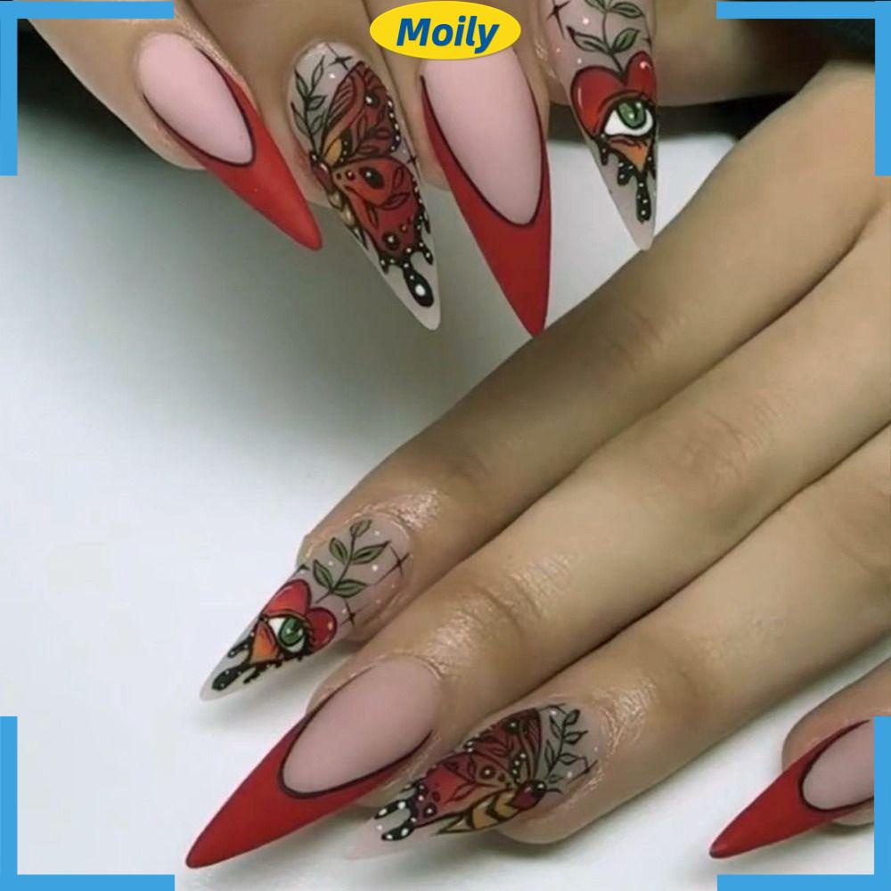 MOILYVN Bộ Móng Tay Giả Dài Che Phủ Toàn Diện Có Thể Tháo Rời Cho Nữ