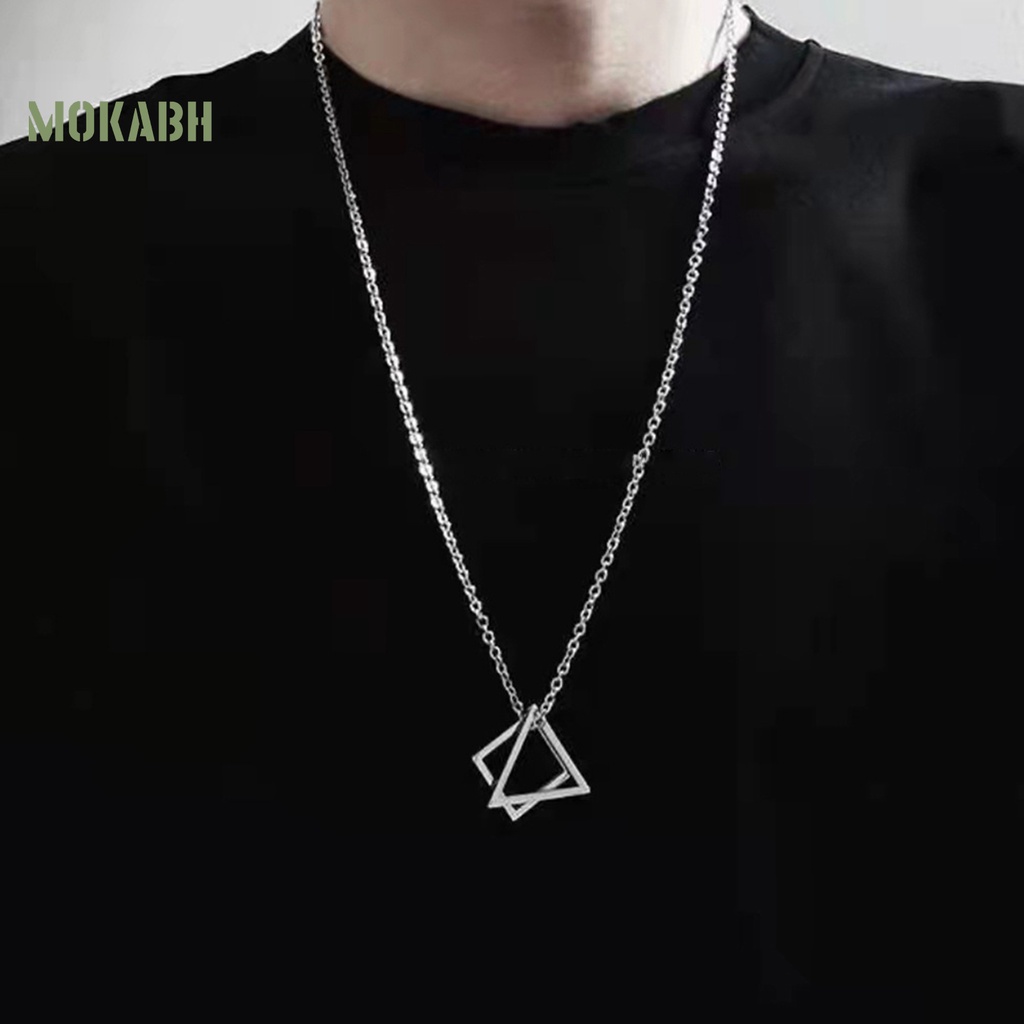 [Mok Abh] Vòng cổ Mặt Hình Học Vuông / Tam Giác Mạ Điện Chống Rỉ Sét Không Phai Trang Trí Quần Áo