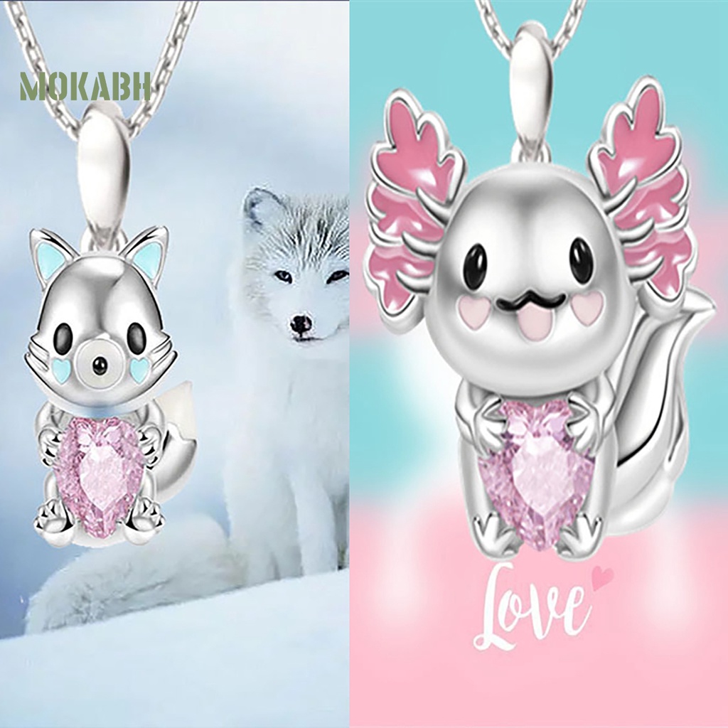 [Mok Abh] Vòng cổ Mặt Hình Trái Tim Đính Đá Lấp Lánh Có Thể Điều Chỉnh Trang Sức Thời Trang Cho Nữ