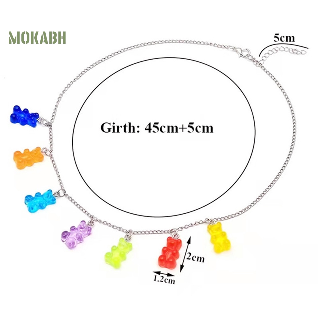 Vòng cổ Kim Loại Mặt Hình Gấu Hoạt Hình Màu Kẹo Ngọt Dễ Phối Đồ Chống Dị Ứng Thời Trang Cho Nữ