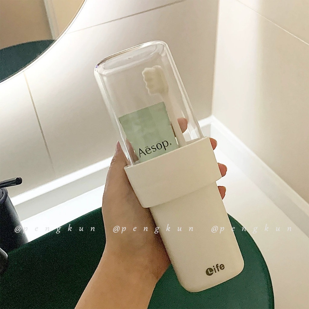 Cốc Đánh Răng Có Nắp Đậy Thiết Kế Đơn Giản Tiện Dụng Mang Theo Du Lịch