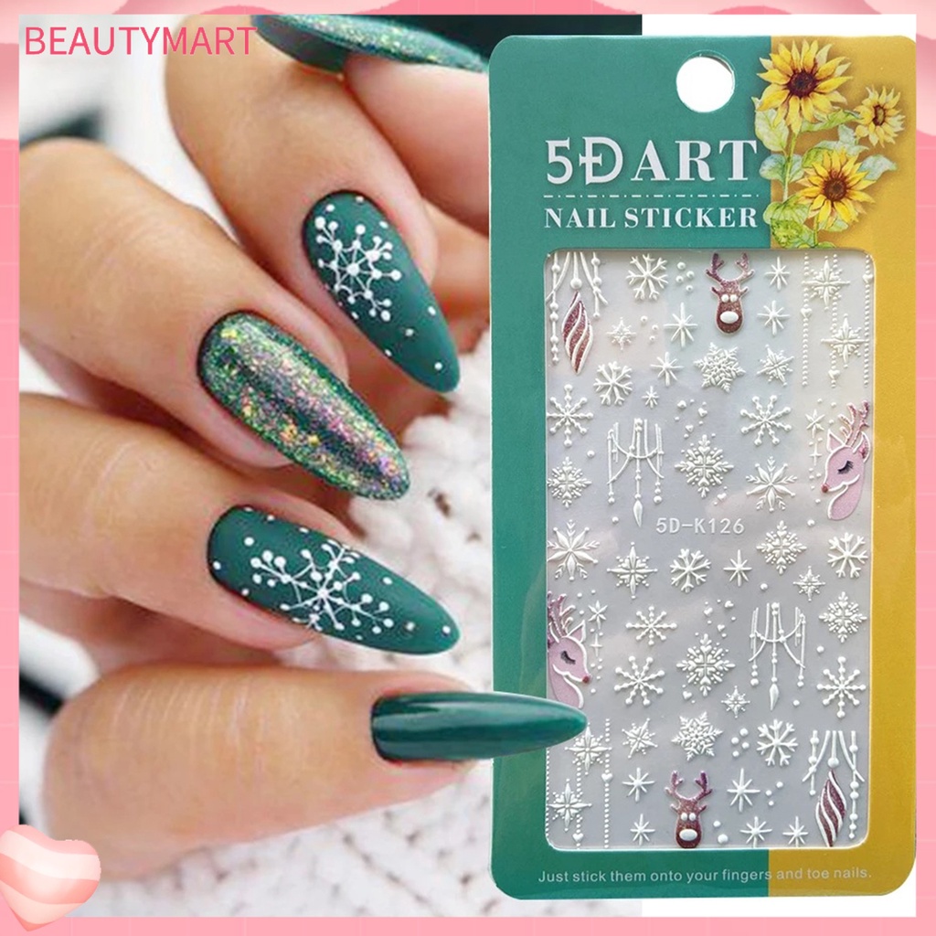 Nhãn Dán Móng Tay Siêu Mỏng Họa Tiết Giáng Sinh Tinh Tế Dính Mạnh Mẽ
