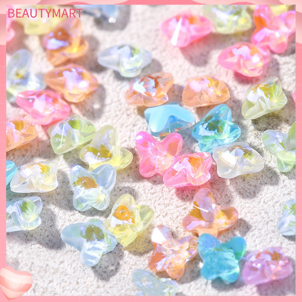 Bộ 20 Hạt Đá Mocha Hình Bướm Siêu Nhẹ Dùng Trang Trí Móng Tay DIY