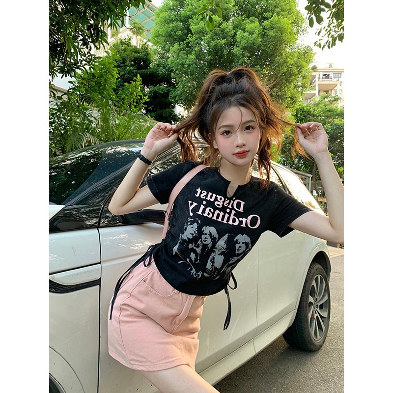 Áo Thun Nữ Cộc Tay In Chữ Phong Cách retro Thời Trang