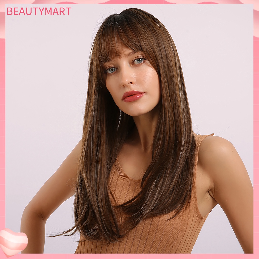 Bộ Tóc Giả Dài Mái Ngang Thẳng Thời Trang Dành Cho Nữ