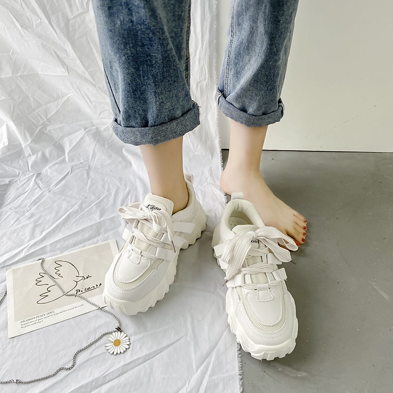 Giày Thể Thao Đế Bằng Phối Lưới Thoáng Khí Phong Cách Thời Trang Mới Cho Nữ