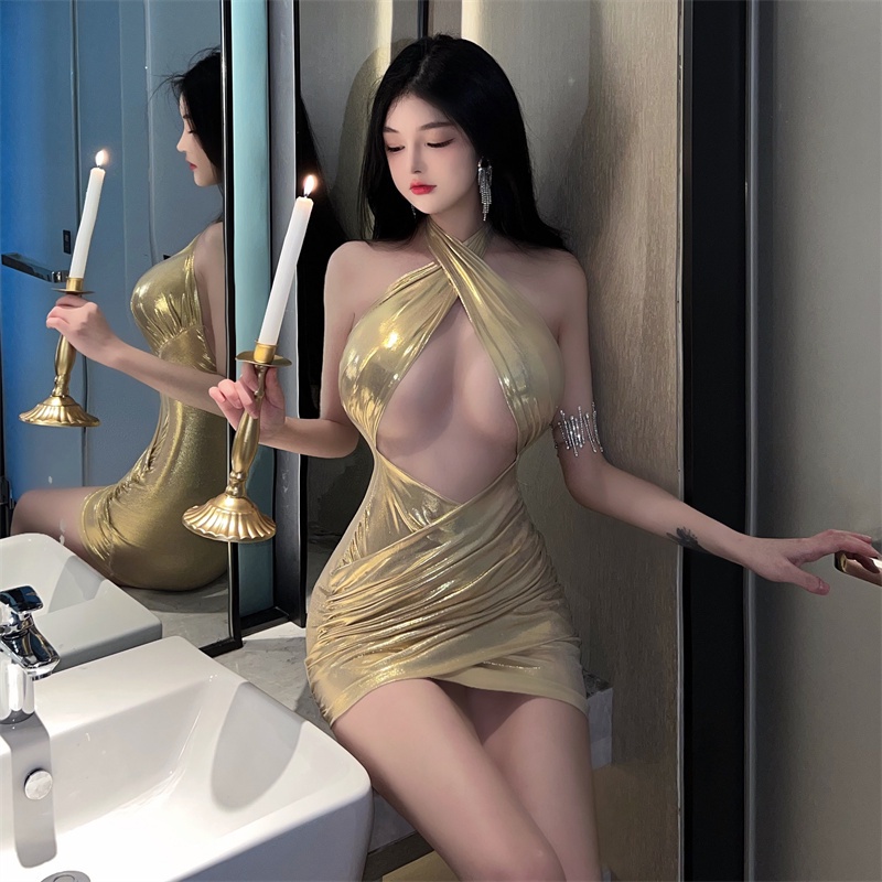 Đầm Ngắn Hai Dây Ôm Dáng Hở Lưng Phong Cách Âu Mỹ Quyến Rũ Cho Nữ