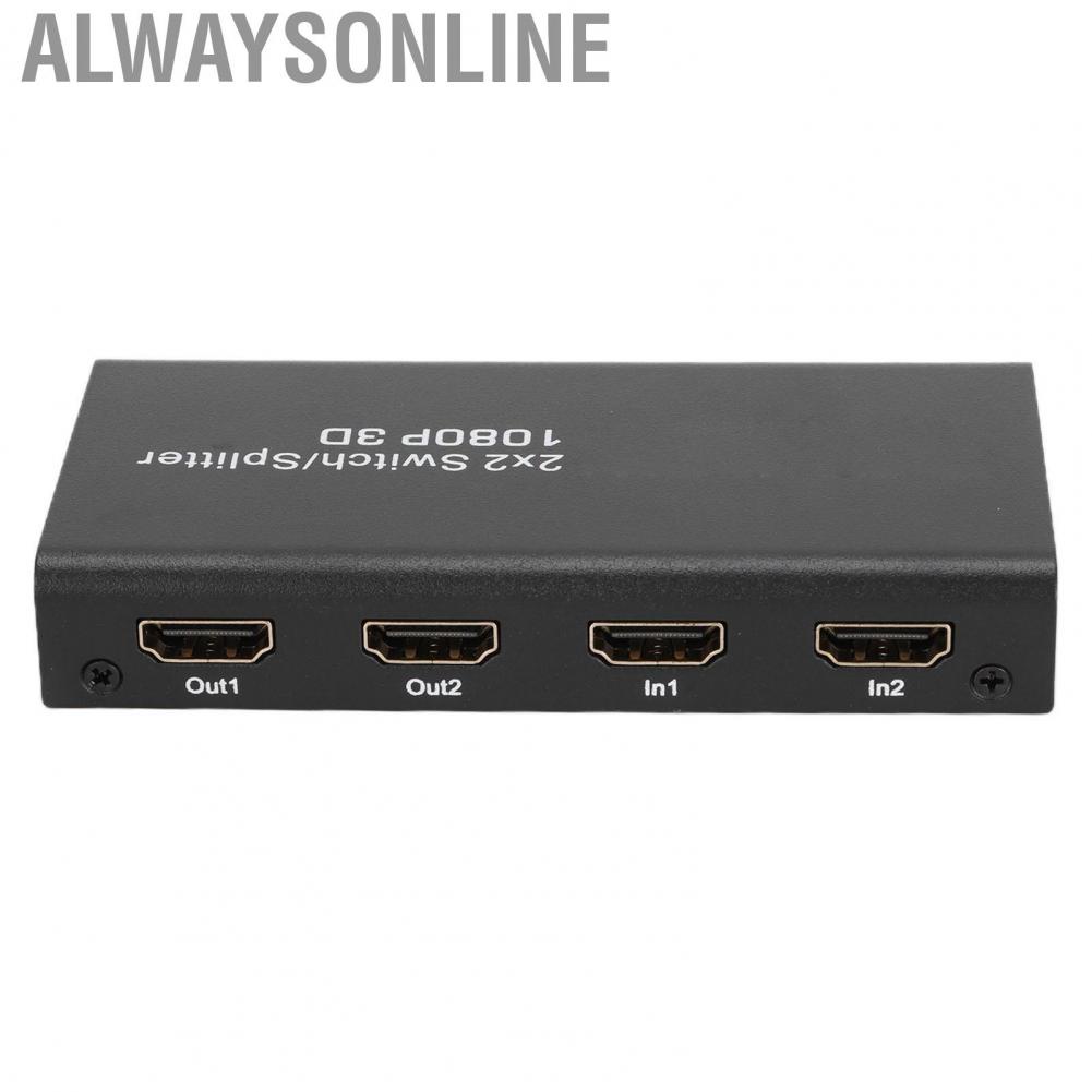 Alwaysonline 1080P 60Hz Video Splitter  2 in Out 2.25G Gbps 225MHz HD Multimedia Interface Switch for TV Game Console