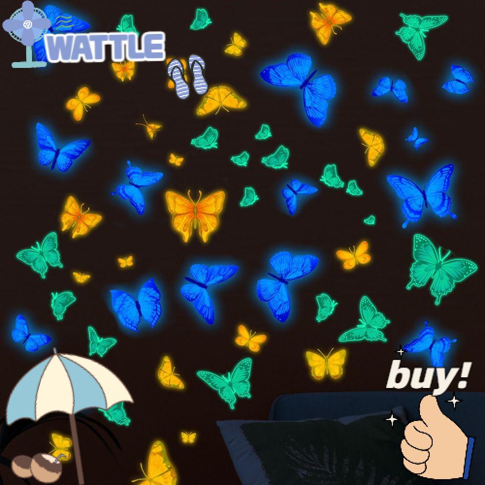 WTTLE Miếng Dán Tường Dạ Quang Hình Bướm Màu Xanh Lá / Hồng / Xanh Dương Trang Trí Tiệc Cưới