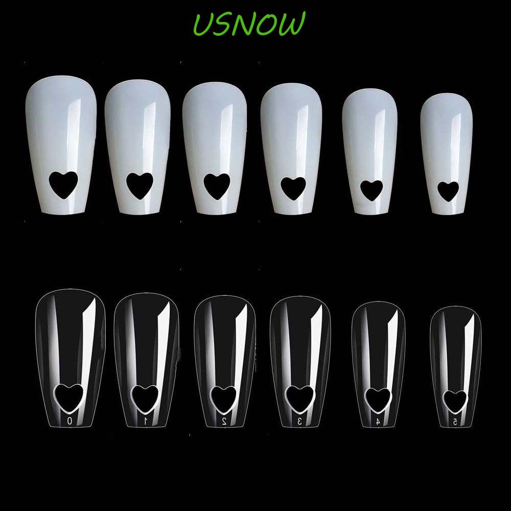 USNOW Móng Tay Giả Họa Tiết Trái Tim Trang Trí Nghệ Thuật Cho Nữ