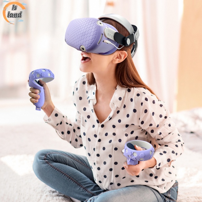 Bộ Vỏ Bảo Vệ Vr Bằng Silicon Chống Trượt Tương Thích Với Oculus Quest2 Vr