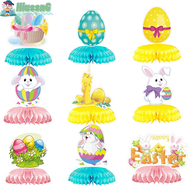 Set 9 Phụ Kiện Trang Trí Bàn Tiệc Hình Tổ Ong Dễ Thương