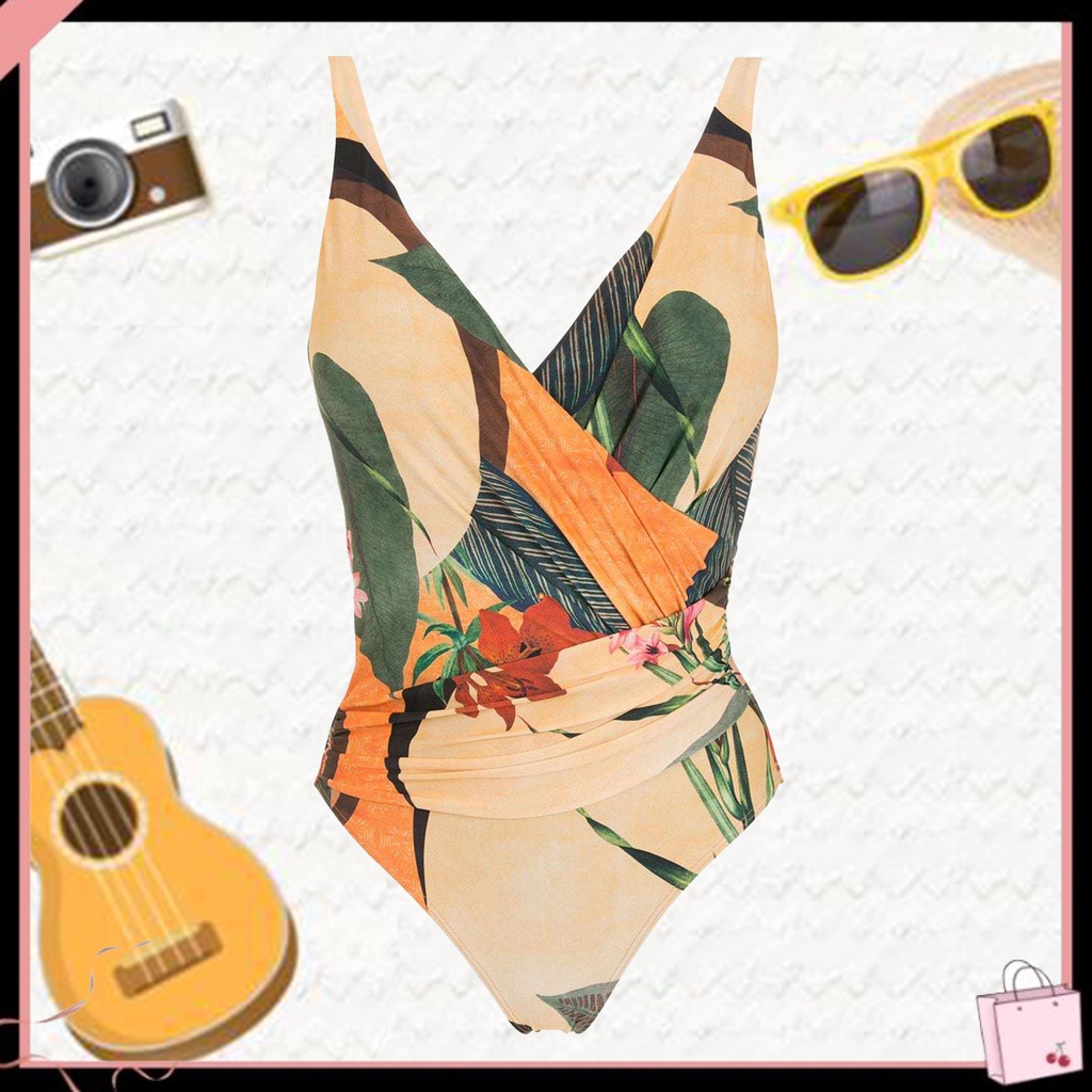 {Soltweter} Đầm Thể Thao Không Tay Cổ Chữ V Khoét Sâu Hở Lưng In Hoa Phong Cách Retro Lướt Sóng Đi Biển Cho Nữ