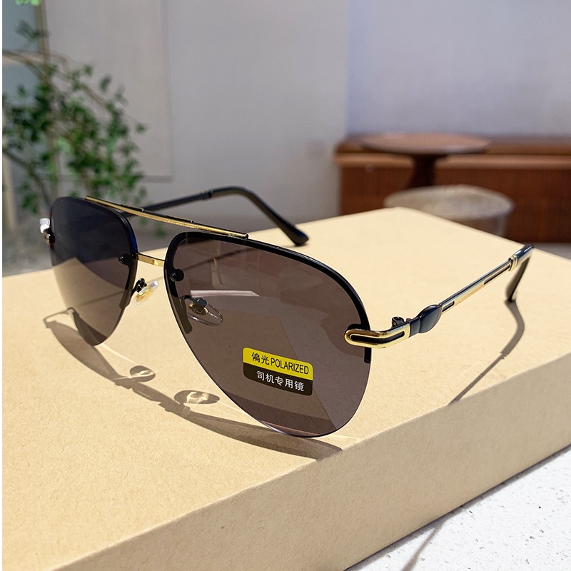 Kính Mát Phân Cực Gọng Kim Loại Thời Trang Cho Nam