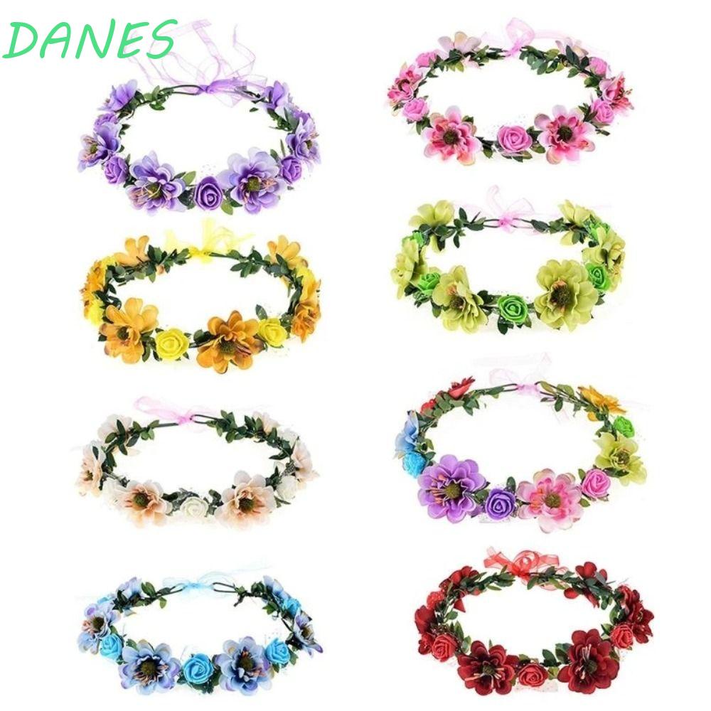 DANES Băng Đô Cài Tóc Hình Vương Miện Đính Hoa Giả Thời Trang Cho Bé Gái